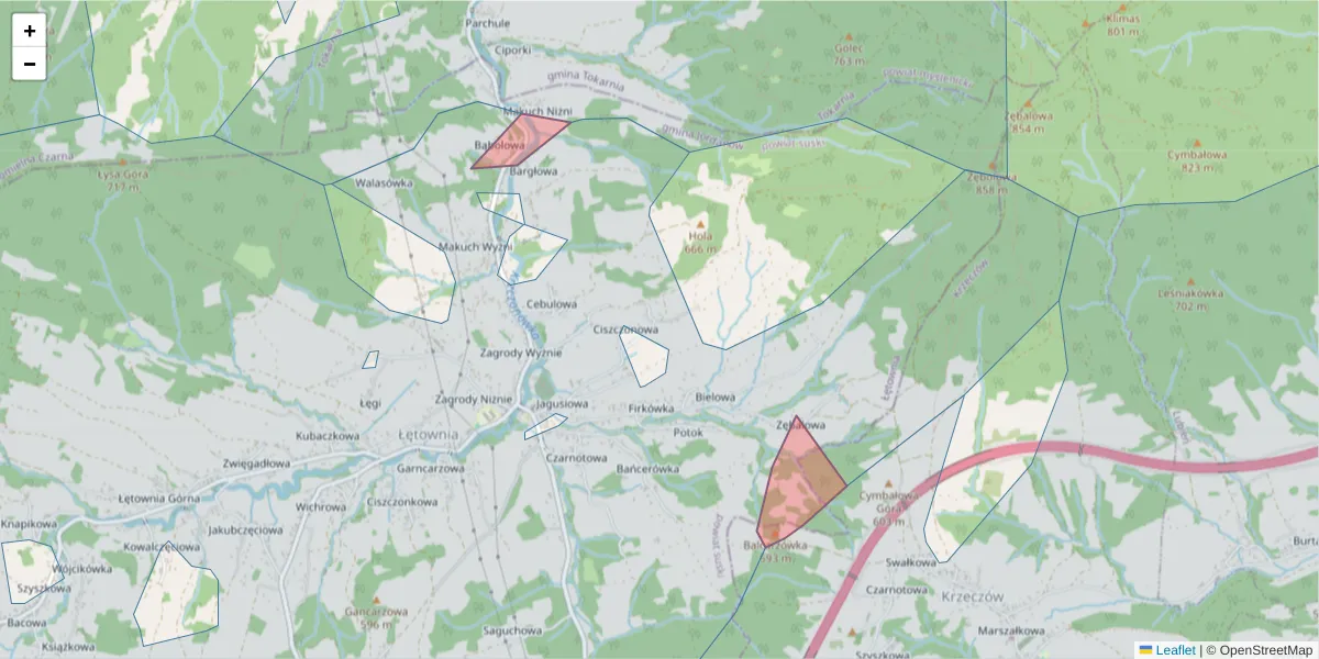 Szczegółowa mapa kodu pocztowego 24-240 z granicami, sąsiednimi kodami pocztowymi i urzędami pocztowymi