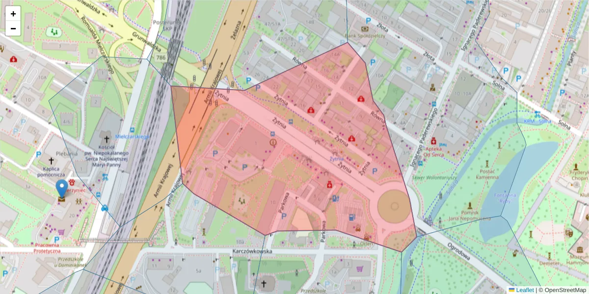 Szczegółowa mapa kodu pocztowego 25-018 z granicami, sąsiednimi kodami pocztowymi i urzędami pocztowymi
