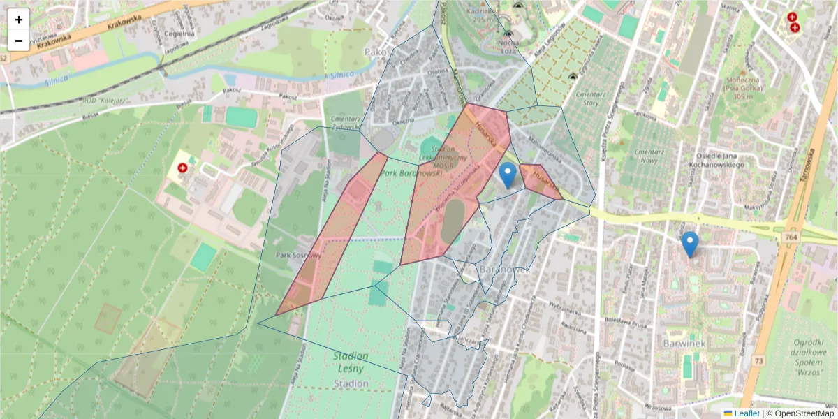 Szczegółowa mapa kodu pocztowego 25-118 z granicami, sąsiednimi kodami pocztowymi i urzędami pocztowymi