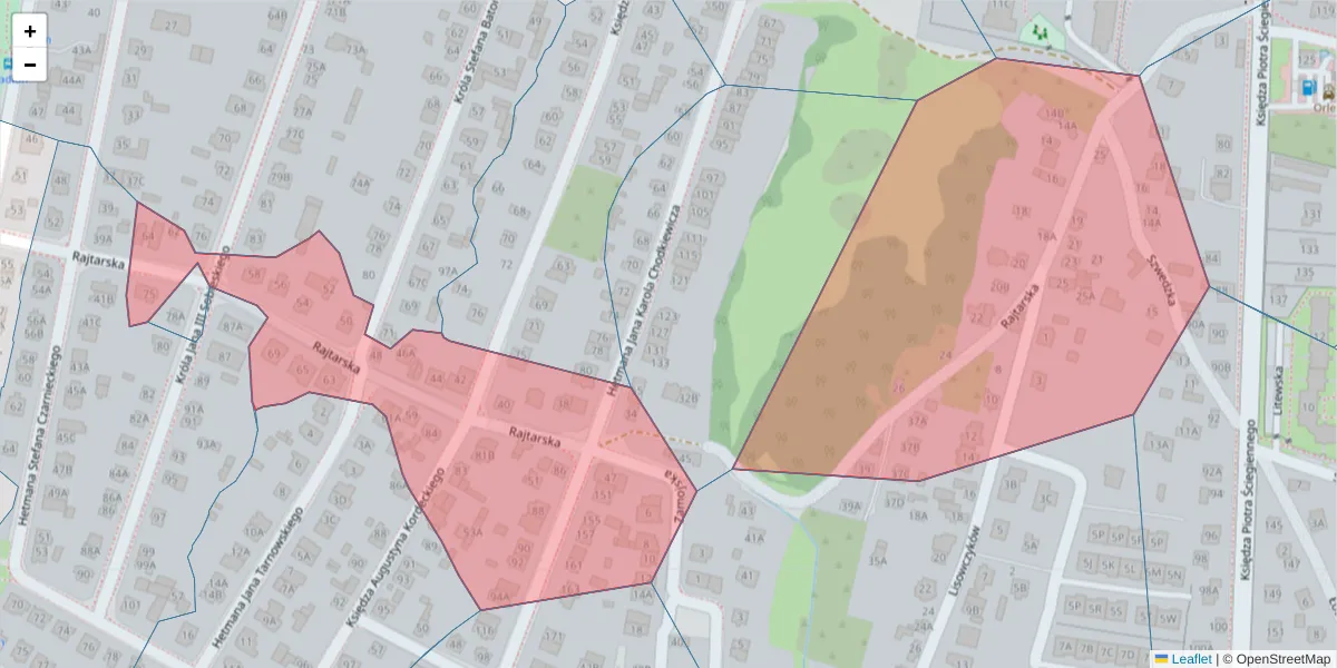 Szczegółowa mapa kodu pocztowego 25-133 z granicami, sąsiednimi kodami pocztowymi i urzędami pocztowymi