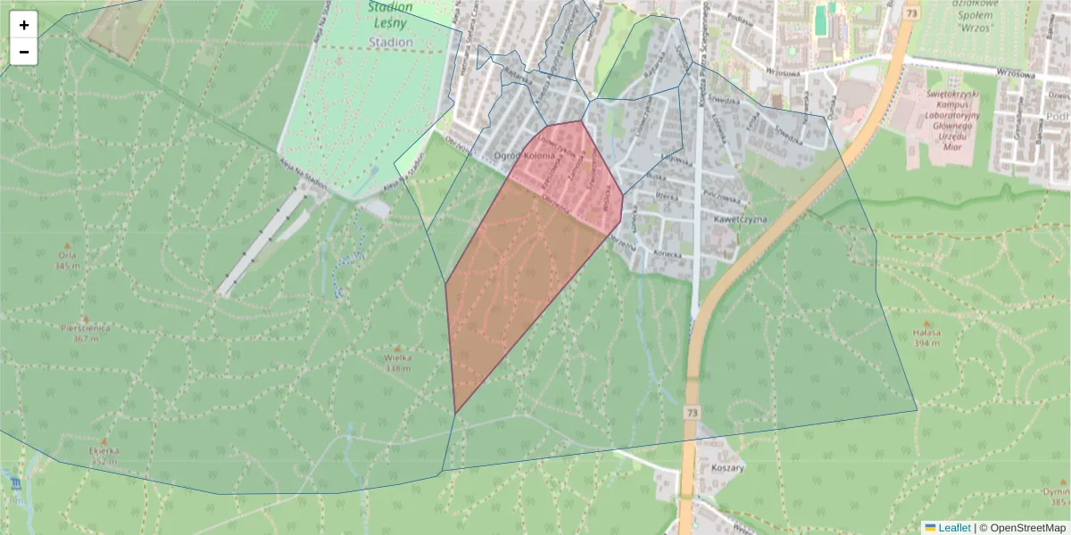 Szczegółowa mapa kodu pocztowego 25-140 z granicami, sąsiednimi kodami pocztowymi i urzędami pocztowymi