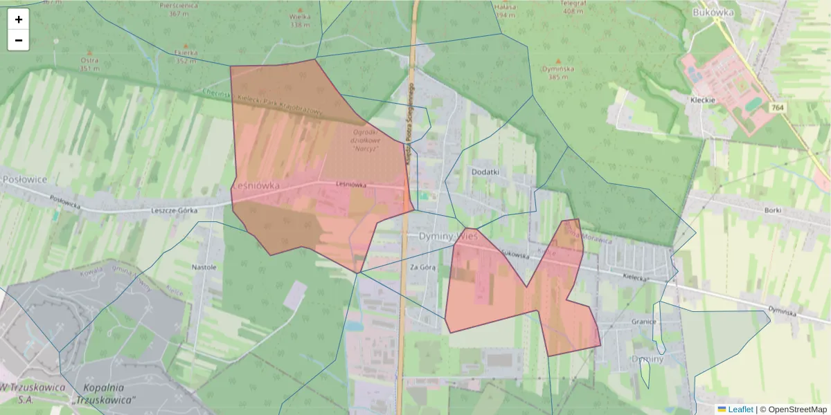 Szczegółowa mapa kodu pocztowego 25-146 z granicami, sąsiednimi kodami pocztowymi i urzędami pocztowymi