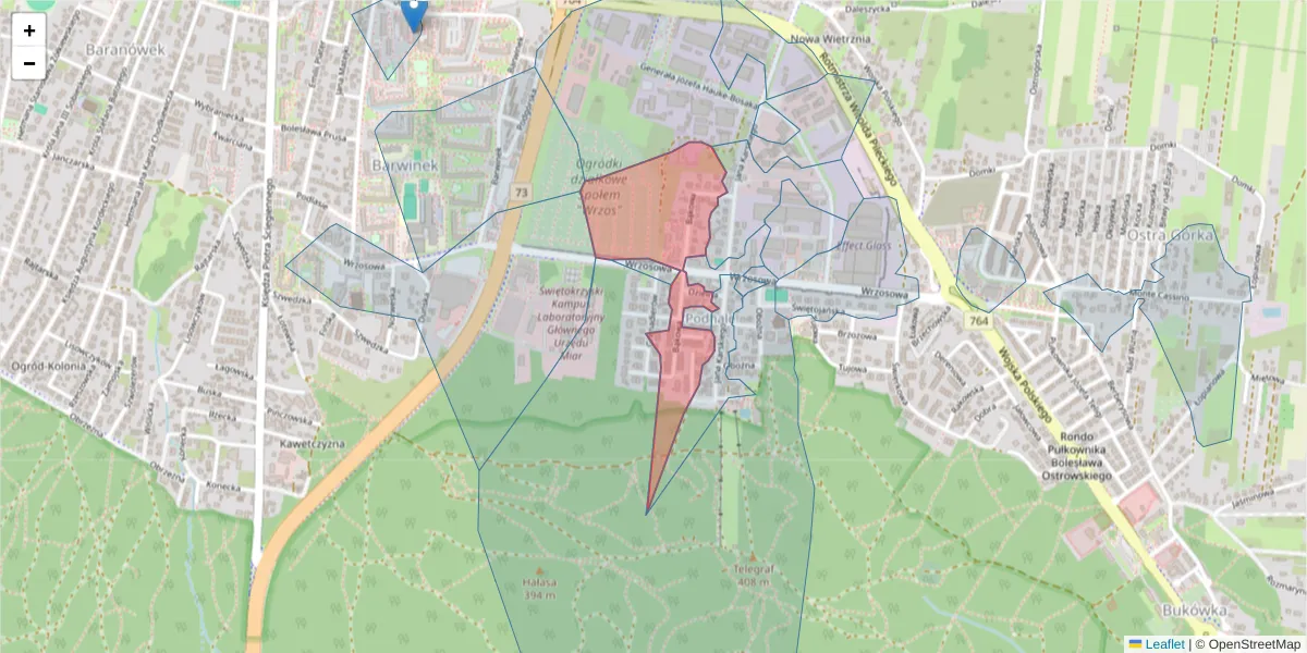 Szczegółowa mapa kodu pocztowego 25-213 z granicami, sąsiednimi kodami pocztowymi i urzędami pocztowymi