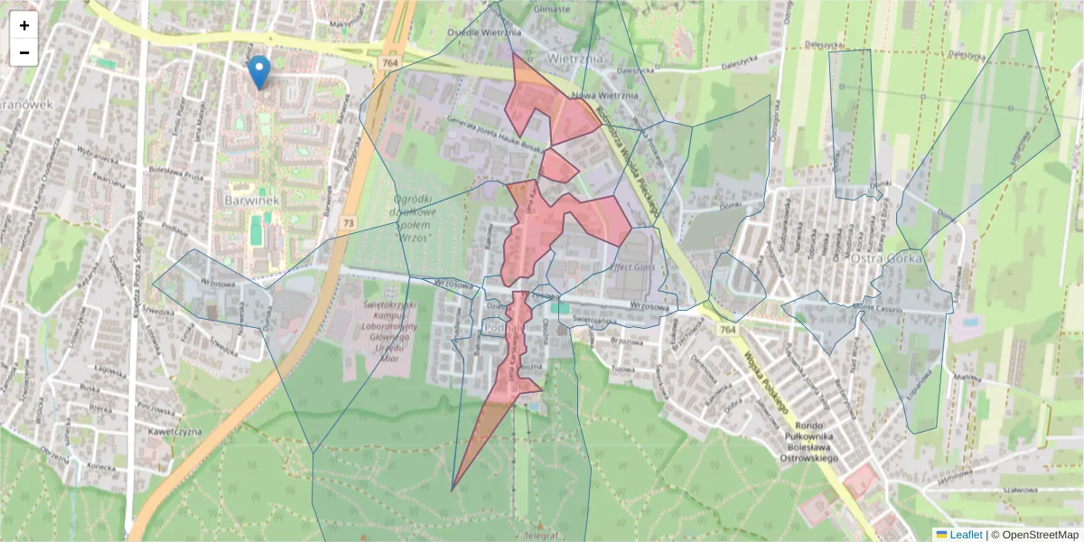 Szczegółowa mapa kodu pocztowego 25-214 z granicami, sąsiednimi kodami pocztowymi i urzędami pocztowymi