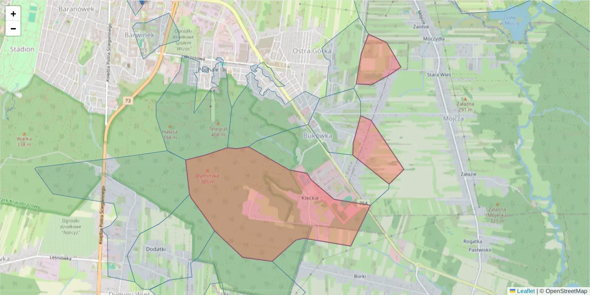Szczegółowa mapa kodu pocztowego 25-224 z granicami, sąsiednimi kodami pocztowymi i urzędami pocztowymi