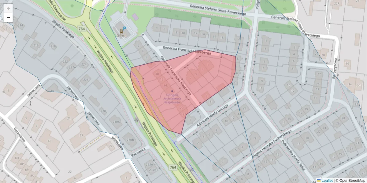 Szczegółowa mapa kodu pocztowego 25-226 z granicami, sąsiednimi kodami pocztowymi i urzędami pocztowymi