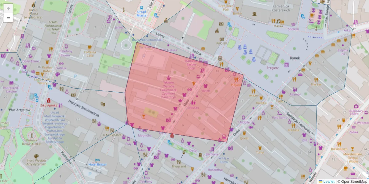Szczegółowa mapa kodu pocztowego 25-302 z granicami, sąsiednimi kodami pocztowymi i urzędami pocztowymi