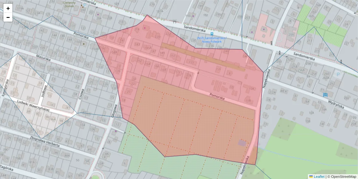 Szczegółowa mapa kodu pocztowego 25-349 z granicami, sąsiednimi kodami pocztowymi i urzędami pocztowymi