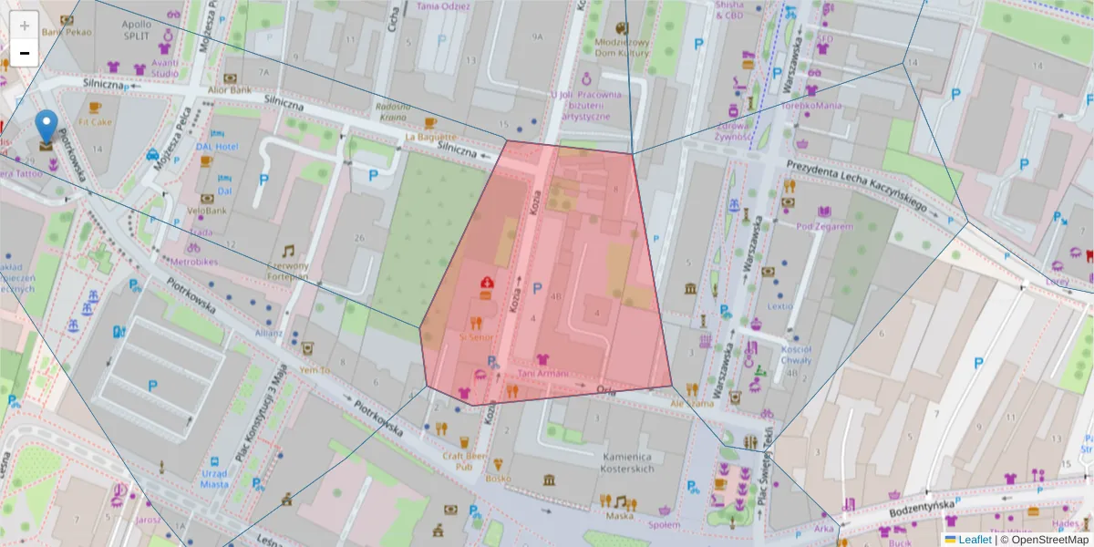 Szczegółowa mapa kodu pocztowego 25-514 z granicami, sąsiednimi kodami pocztowymi i urzędami pocztowymi