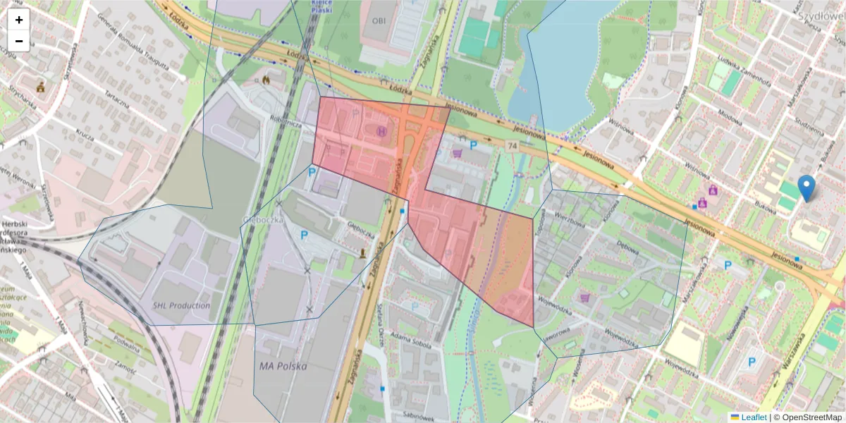 Szczegółowa mapa kodu pocztowego 25-528 z granicami, sąsiednimi kodami pocztowymi i urzędami pocztowymi