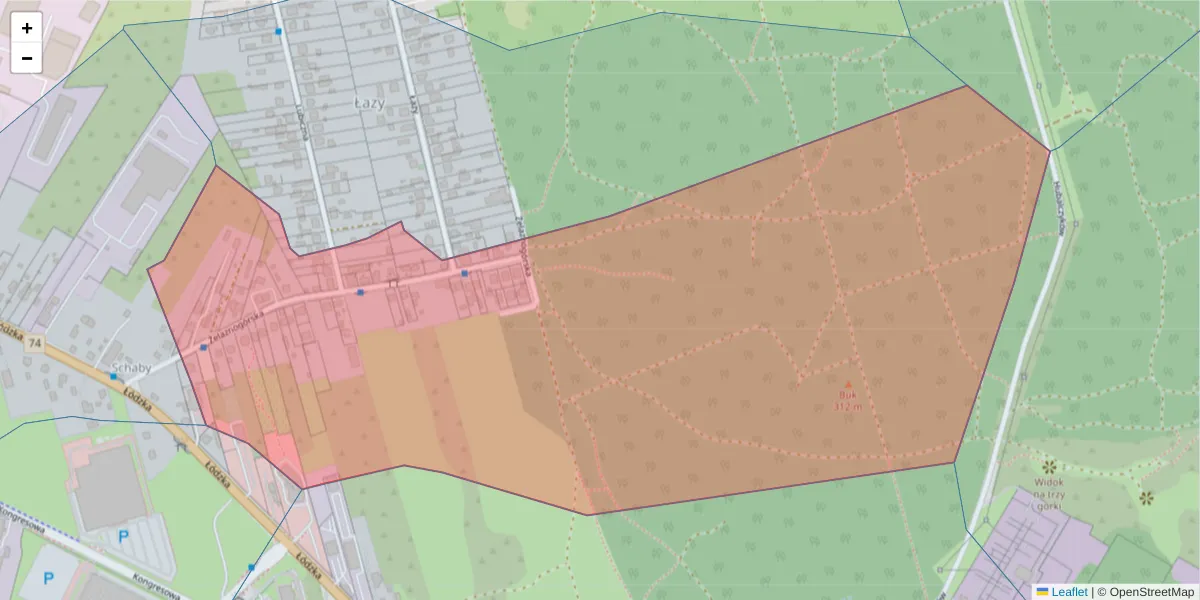Szczegółowa mapa kodu pocztowego 25-678 z granicami, sąsiednimi kodami pocztowymi i urzędami pocztowymi