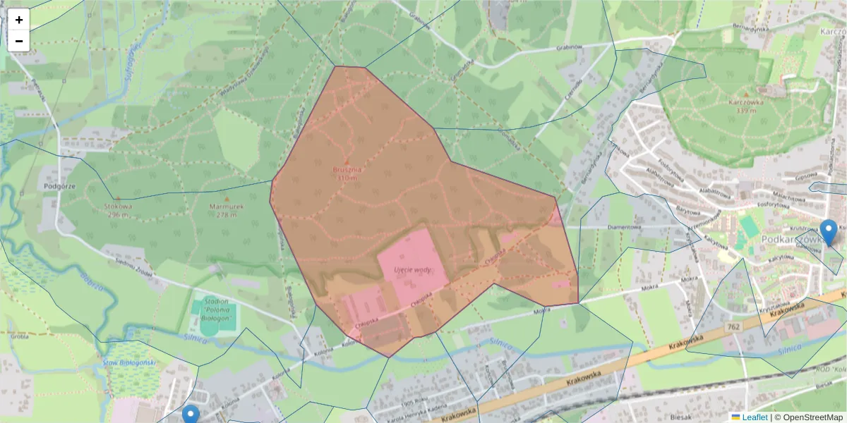 Szczegółowa mapa kodu pocztowego 25-720 z granicami, sąsiednimi kodami pocztowymi i urzędami pocztowymi