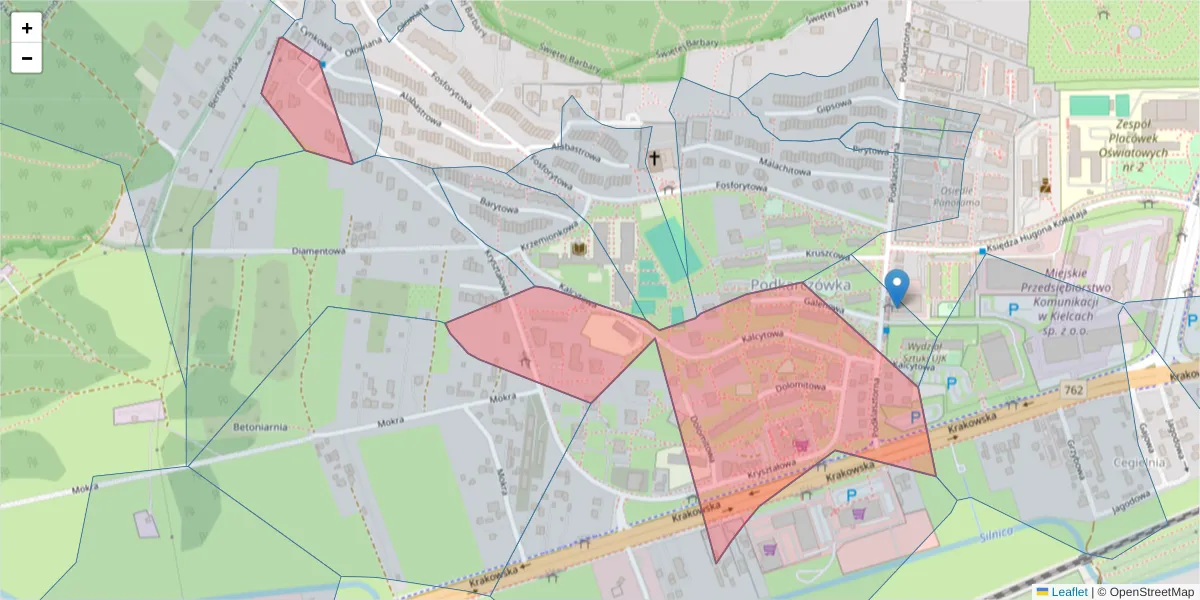 Szczegółowa mapa kodu pocztowego 25-751 z granicami, sąsiednimi kodami pocztowymi i urzędami pocztowymi
