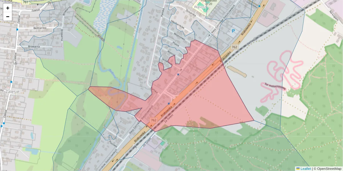 Szczegółowa mapa kodu pocztowego 25-805 z granicami, sąsiednimi kodami pocztowymi i urzędami pocztowymi