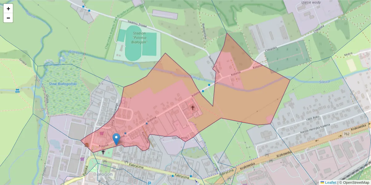 Szczegółowa mapa kodu pocztowego 25-819 z granicami, sąsiednimi kodami pocztowymi i urzędami pocztowymi