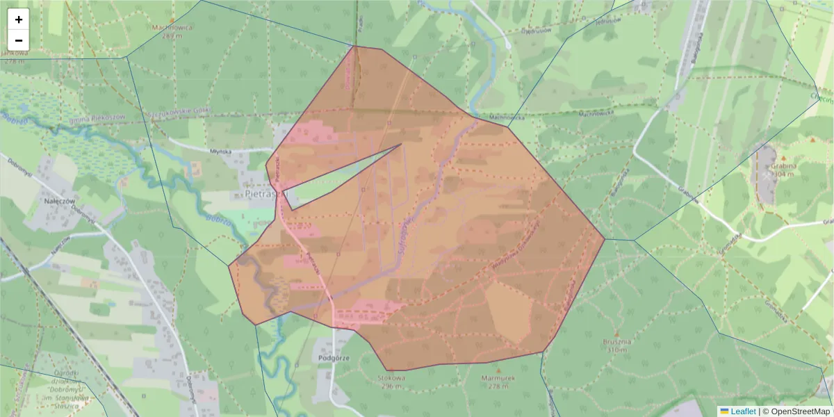 Szczegółowa mapa kodu pocztowego 25-822 z granicami, sąsiednimi kodami pocztowymi i urzędami pocztowymi
