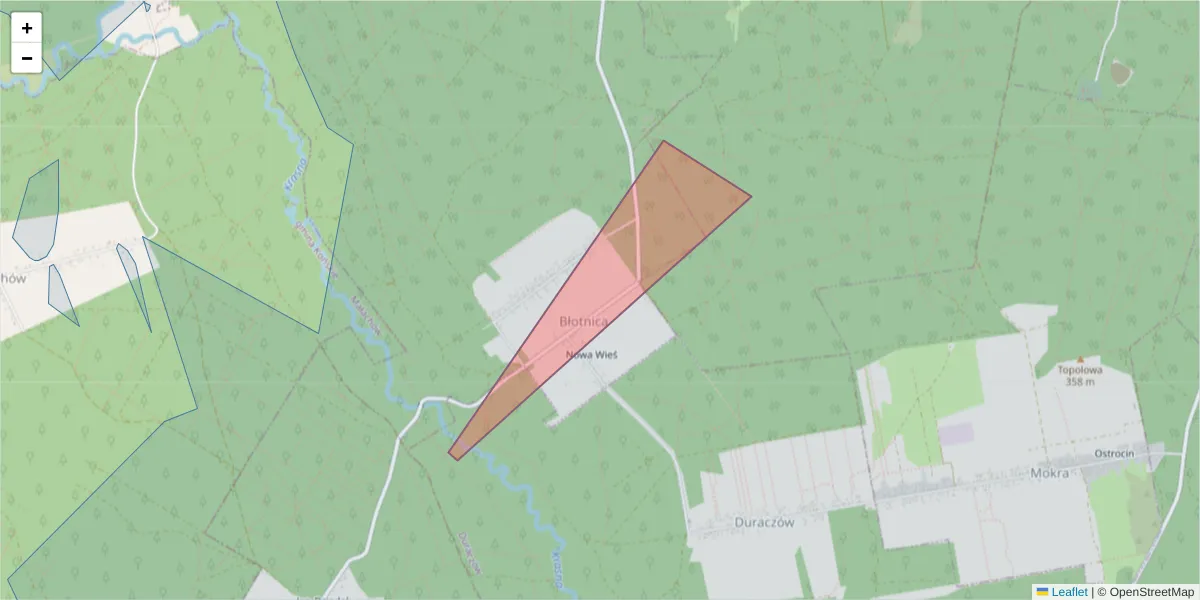 Szczegółowa mapa kodu pocztowego 26-222 z granicami, sąsiednimi kodami pocztowymi i urzędami pocztowymi