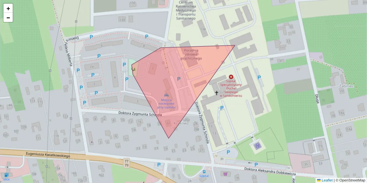 Szczegółowa mapa kodu pocztowego 27-609 z granicami, sąsiednimi kodami pocztowymi i urzędami pocztowymi