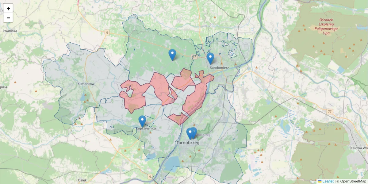 Szczegółowa mapa kodu pocztowego 27-650 z granicami, sąsiednimi kodami pocztowymi i urzędami pocztowymi