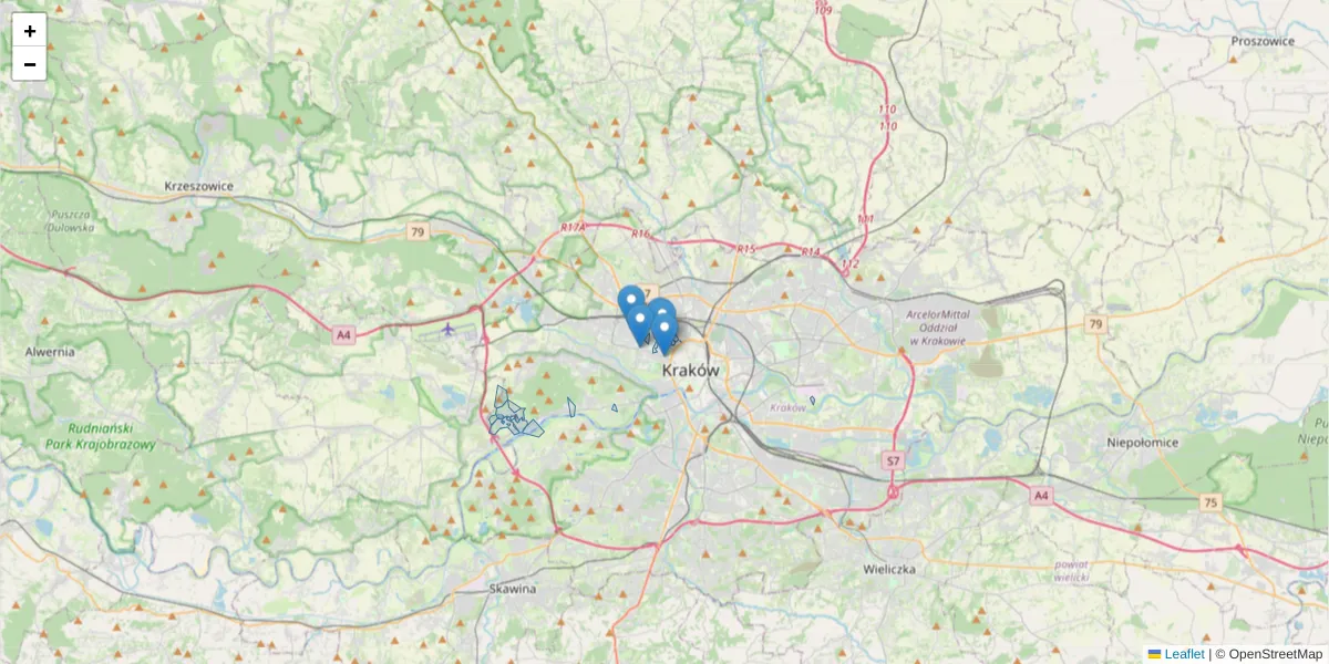 Szczegółowa mapa kodu pocztowego 30-023 z granicami, sąsiednimi kodami pocztowymi i urzędami pocztowymi