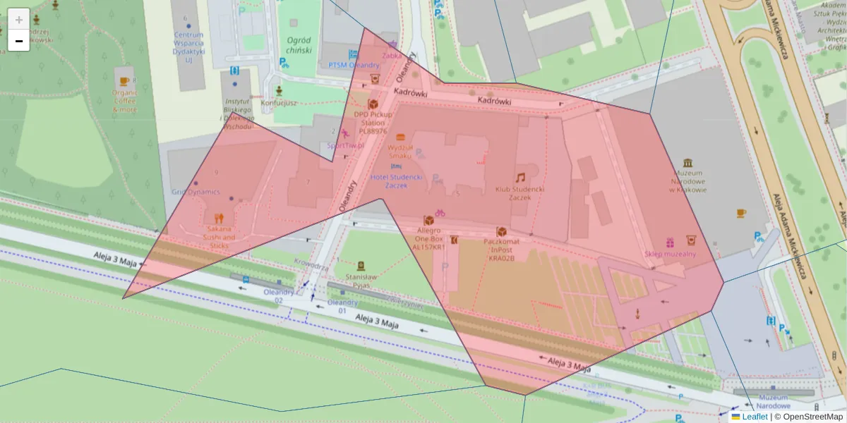 Szczegółowa mapa kodu pocztowego 30-063 z granicami, sąsiednimi kodami pocztowymi i urzędami pocztowymi
