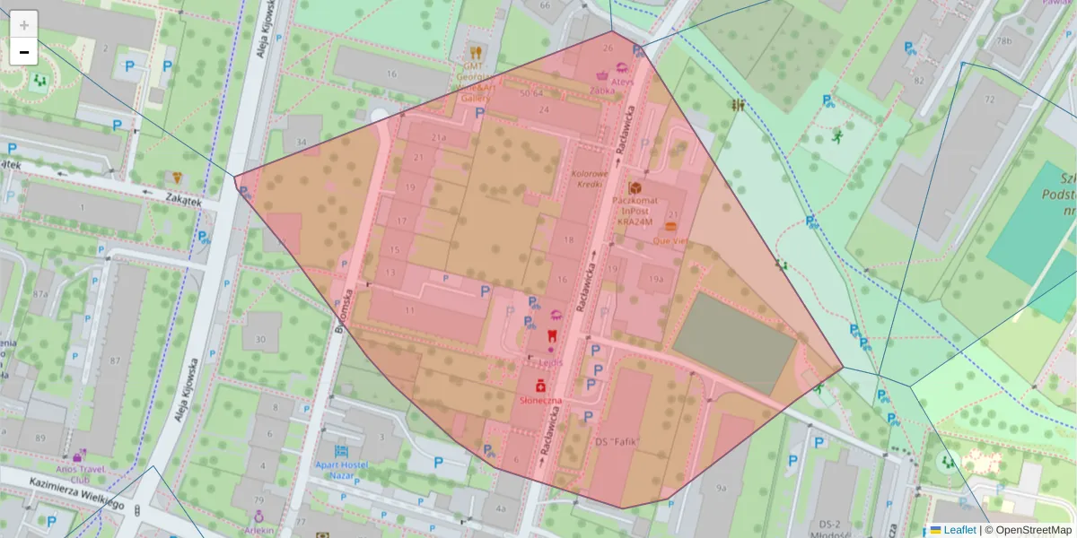 Szczegółowa mapa kodu pocztowego 30-075 z granicami, sąsiednimi kodami pocztowymi i urzędami pocztowymi