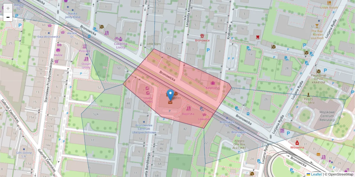 Szczegółowa mapa kodu pocztowego 30-093 z granicami, sąsiednimi kodami pocztowymi i urzędami pocztowymi