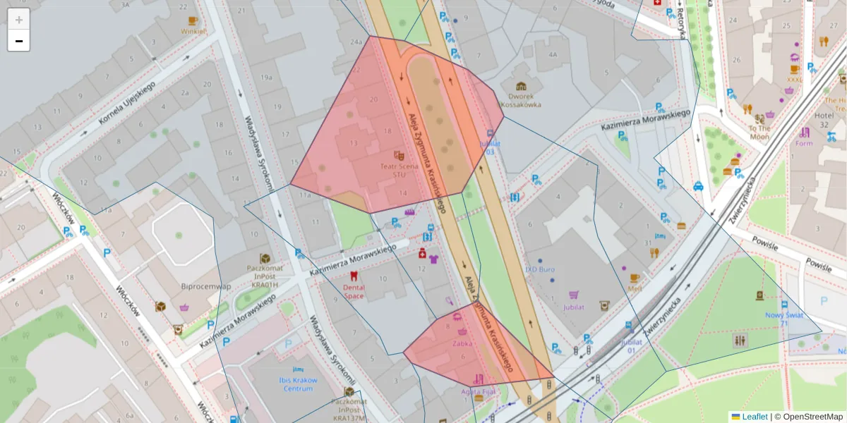 Szczegółowa mapa kodu pocztowego 30-101 z granicami, sąsiednimi kodami pocztowymi i urzędami pocztowymi