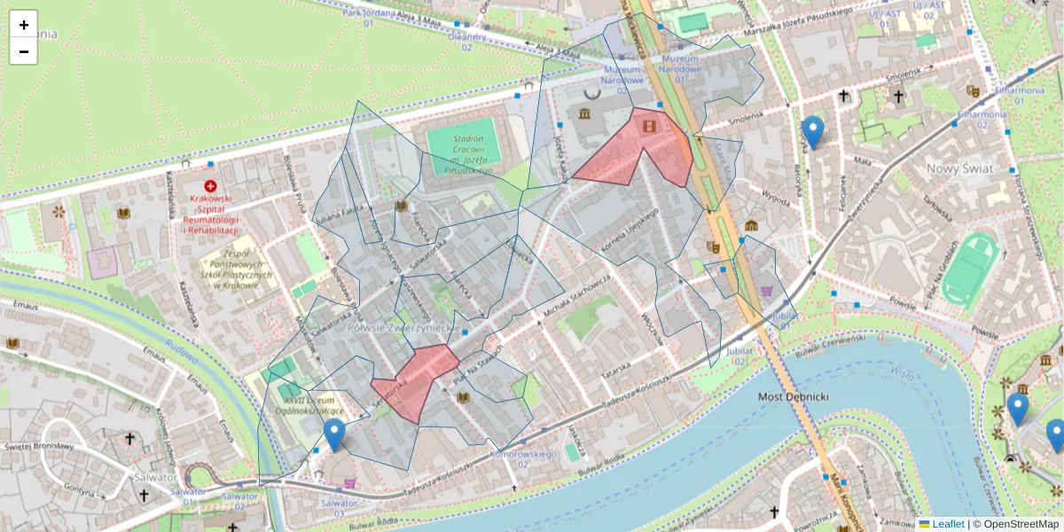 Szczegółowa mapa kodu pocztowego 30-112 z granicami, sąsiednimi kodami pocztowymi i urzędami pocztowymi
