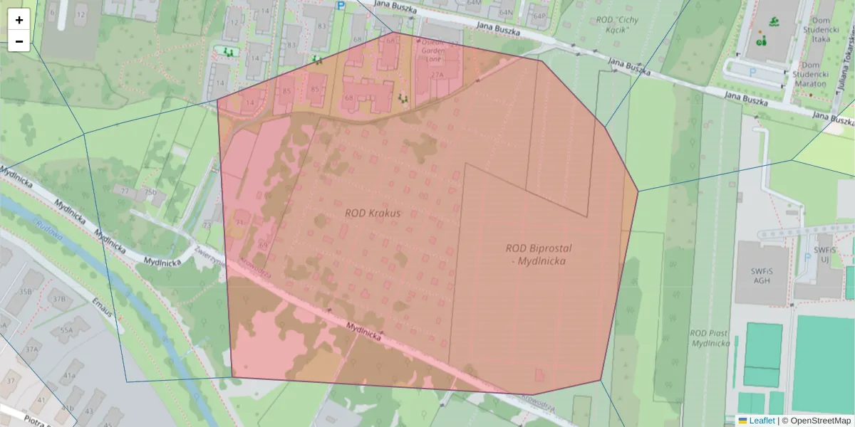 Szczegółowa mapa kodu pocztowego 30-120 z granicami, sąsiednimi kodami pocztowymi i urzędami pocztowymi