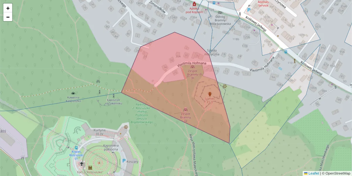 Szczegółowa mapa kodu pocztowego 30-210 z granicami, sąsiednimi kodami pocztowymi i urzędami pocztowymi