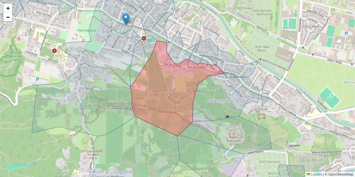 Szczegółowa mapa kodu pocztowego 30-216 z granicami, sąsiednimi kodami pocztowymi i urzędami pocztowymi