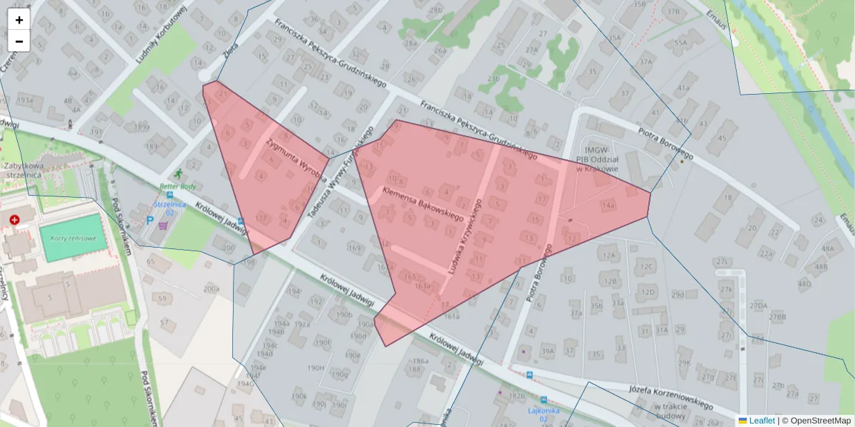 Szczegółowa mapa kodu pocztowego 30-217 z granicami, sąsiednimi kodami pocztowymi i urzędami pocztowymi