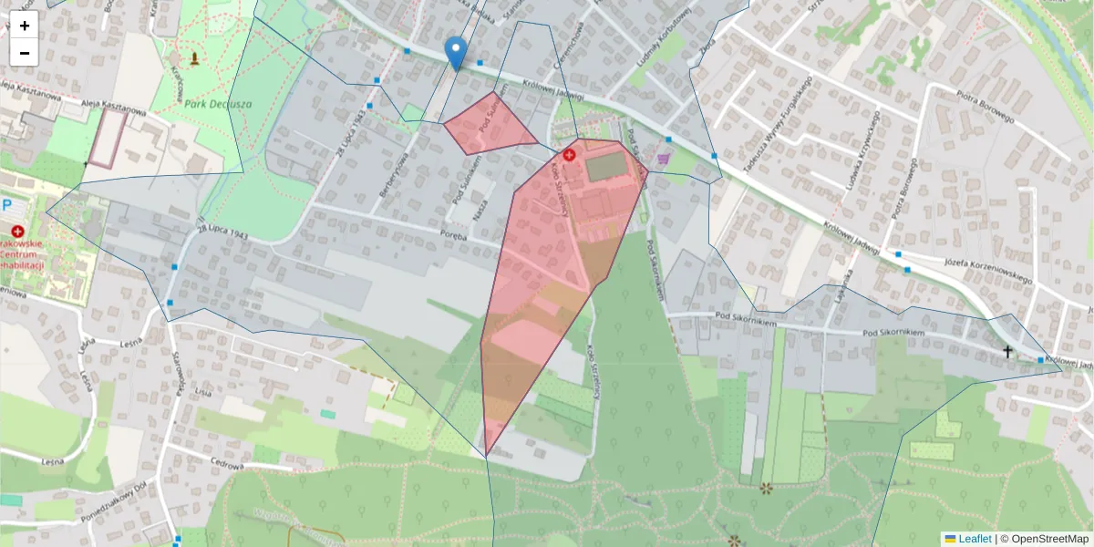 Szczegółowa mapa kodu pocztowego 30-219 z granicami, sąsiednimi kodami pocztowymi i urzędami pocztowymi