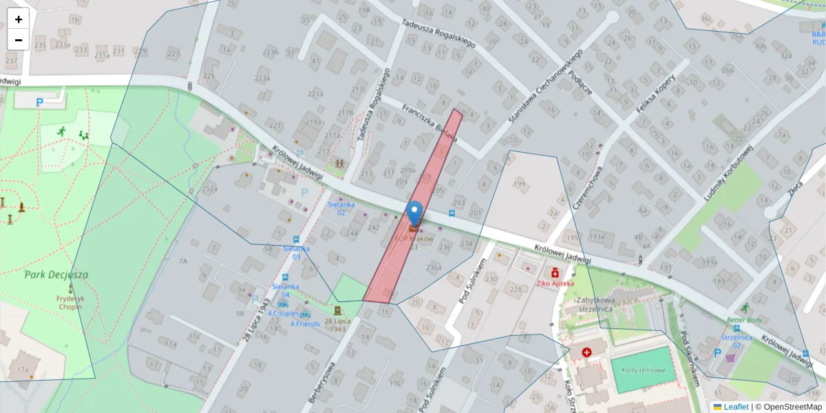 Szczegółowa mapa kodu pocztowego 30-220 z granicami, sąsiednimi kodami pocztowymi i urzędami pocztowymi