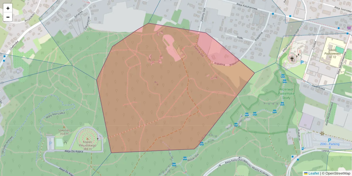 Szczegółowa mapa kodu pocztowego 30-228 z granicami, sąsiednimi kodami pocztowymi i urzędami pocztowymi