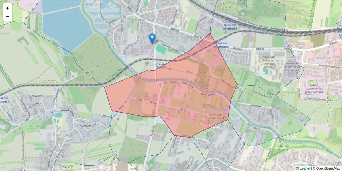 Szczegółowa mapa kodu pocztowego 30-236 z granicami, sąsiednimi kodami pocztowymi i urzędami pocztowymi