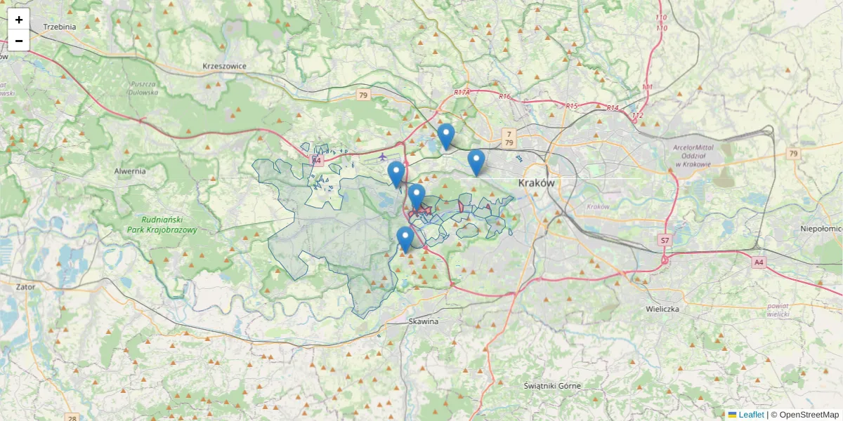 Szczegółowa mapa kodu pocztowego 30-243 z granicami, sąsiednimi kodami pocztowymi i urzędami pocztowymi