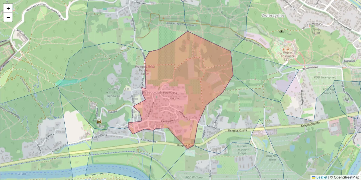 Szczegółowa mapa kodu pocztowego 30-252 z granicami, sąsiednimi kodami pocztowymi i urzędami pocztowymi