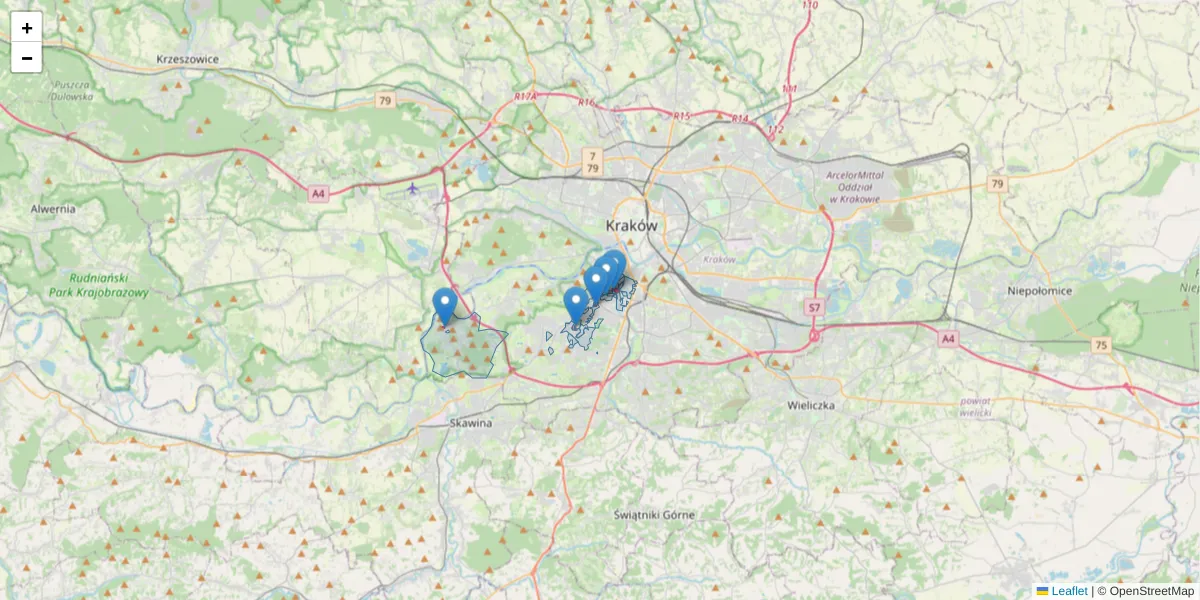 Szczegółowa mapa kodu pocztowego 30-309 z granicami, sąsiednimi kodami pocztowymi i urzędami pocztowymi
