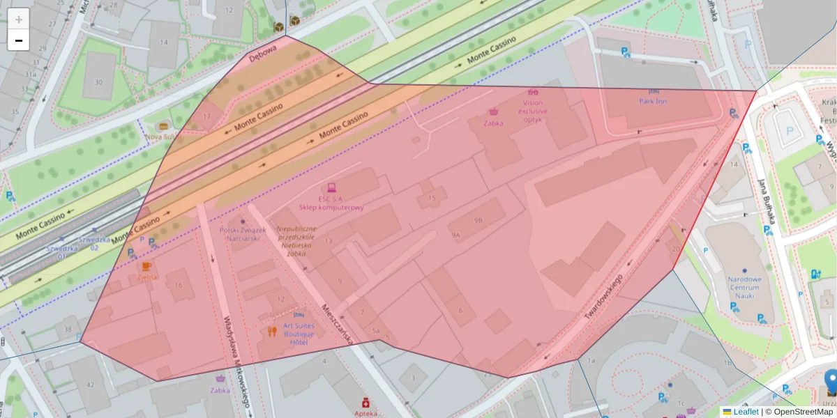Szczegółowa mapa kodu pocztowego 30-313 z granicami, sąsiednimi kodami pocztowymi i urzędami pocztowymi
