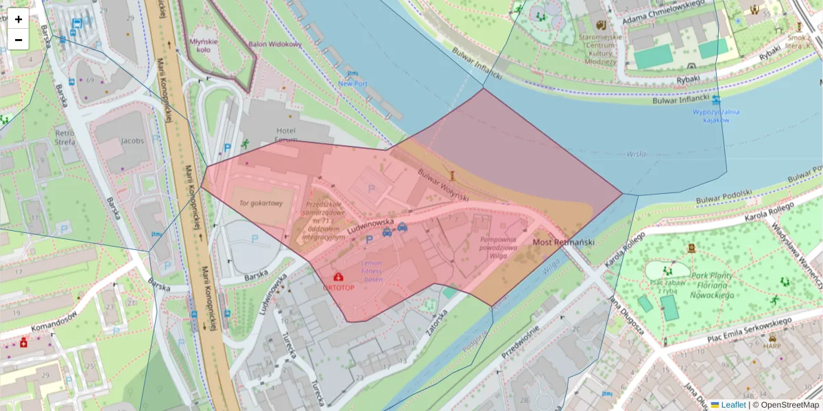 Szczegółowa mapa kodu pocztowego 30-331 z granicami, sąsiednimi kodami pocztowymi i urzędami pocztowymi