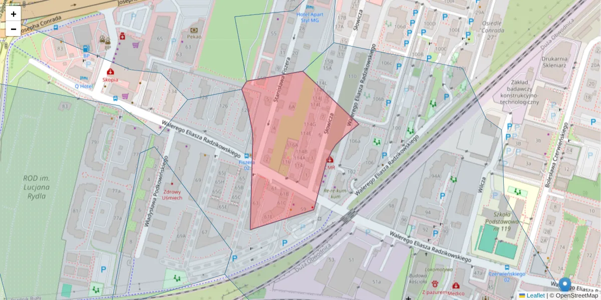 Szczegółowa mapa kodu pocztowego 30-342 z granicami, sąsiednimi kodami pocztowymi i urzędami pocztowymi