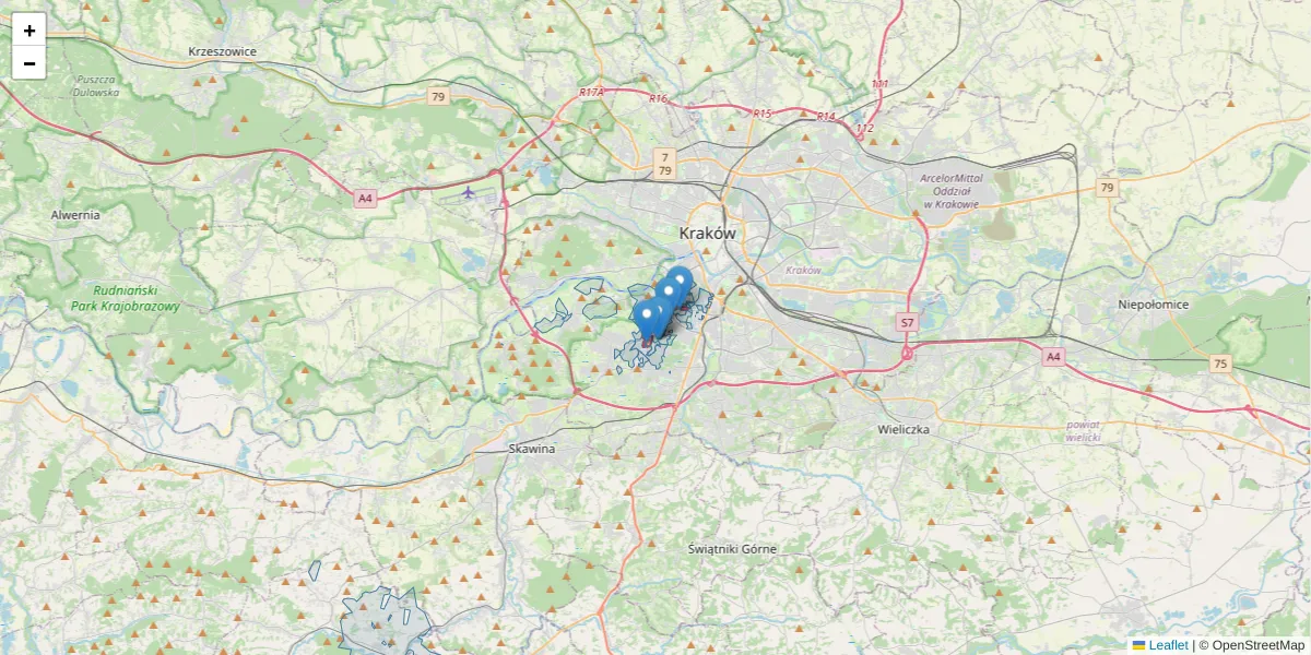 Szczegółowa mapa kodu pocztowego 30-348 z granicami, sąsiednimi kodami pocztowymi i urzędami pocztowymi