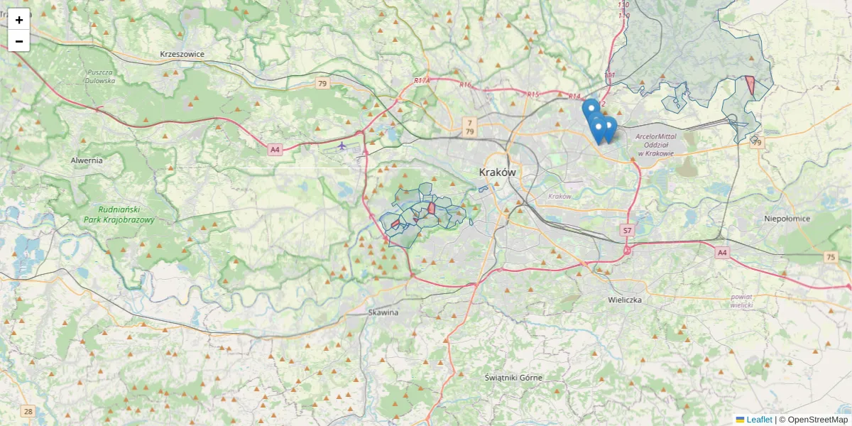Szczegółowa mapa kodu pocztowego 30-379 z granicami, sąsiednimi kodami pocztowymi i urzędami pocztowymi