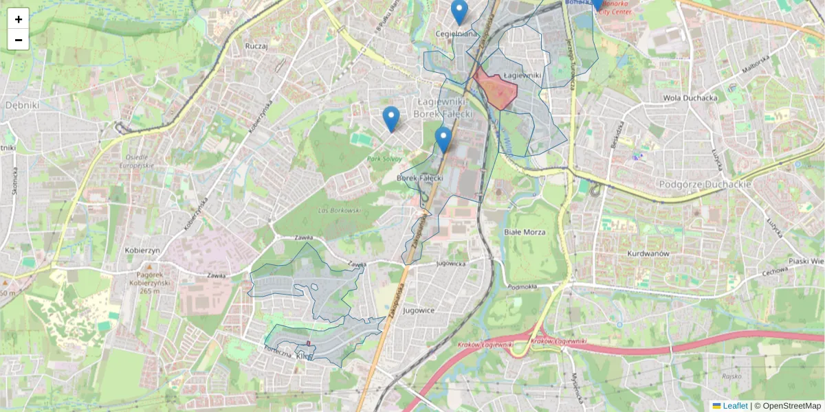 Szczegółowa mapa kodu pocztowego 30-420 z granicami, sąsiednimi kodami pocztowymi i urzędami pocztowymi