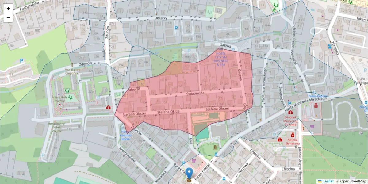 Szczegółowa mapa kodu pocztowego 30-429 z granicami, sąsiednimi kodami pocztowymi i urzędami pocztowymi