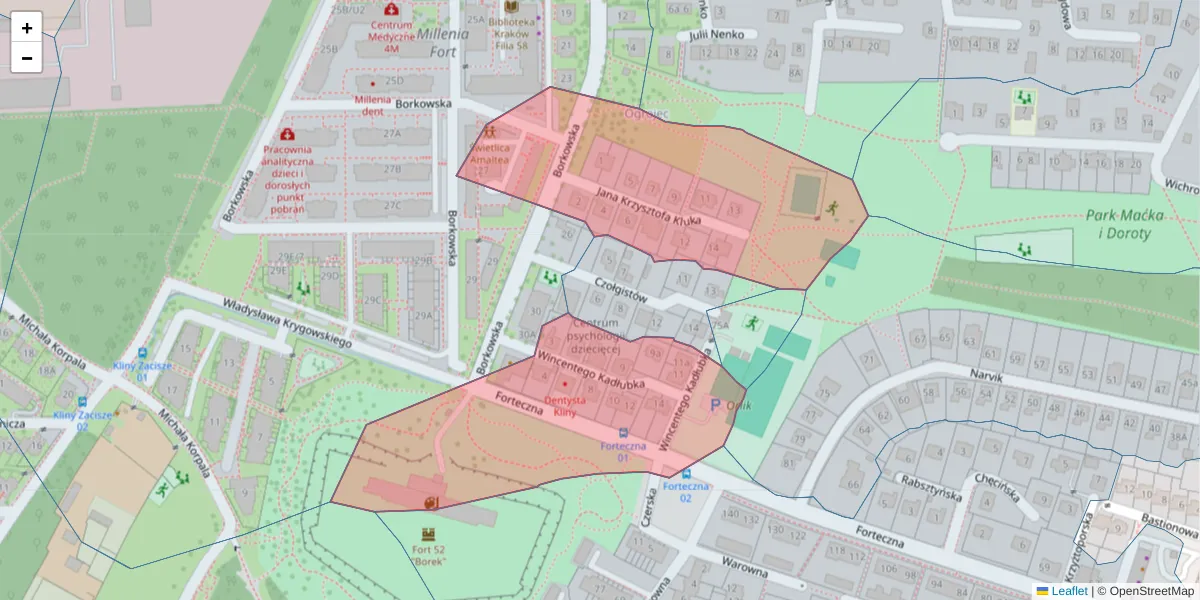 Szczegółowa mapa kodu pocztowego 30-446 z granicami, sąsiednimi kodami pocztowymi i urzędami pocztowymi