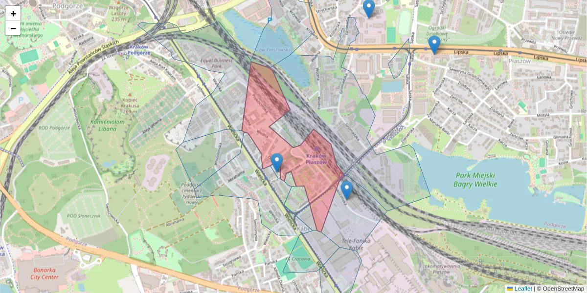 Szczegółowa mapa kodu pocztowego 30-556 z granicami, sąsiednimi kodami pocztowymi i urzędami pocztowymi