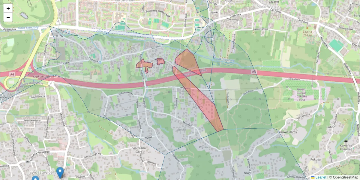 Szczegółowa mapa kodu pocztowego 30-617 z granicami, sąsiednimi kodami pocztowymi i urzędami pocztowymi